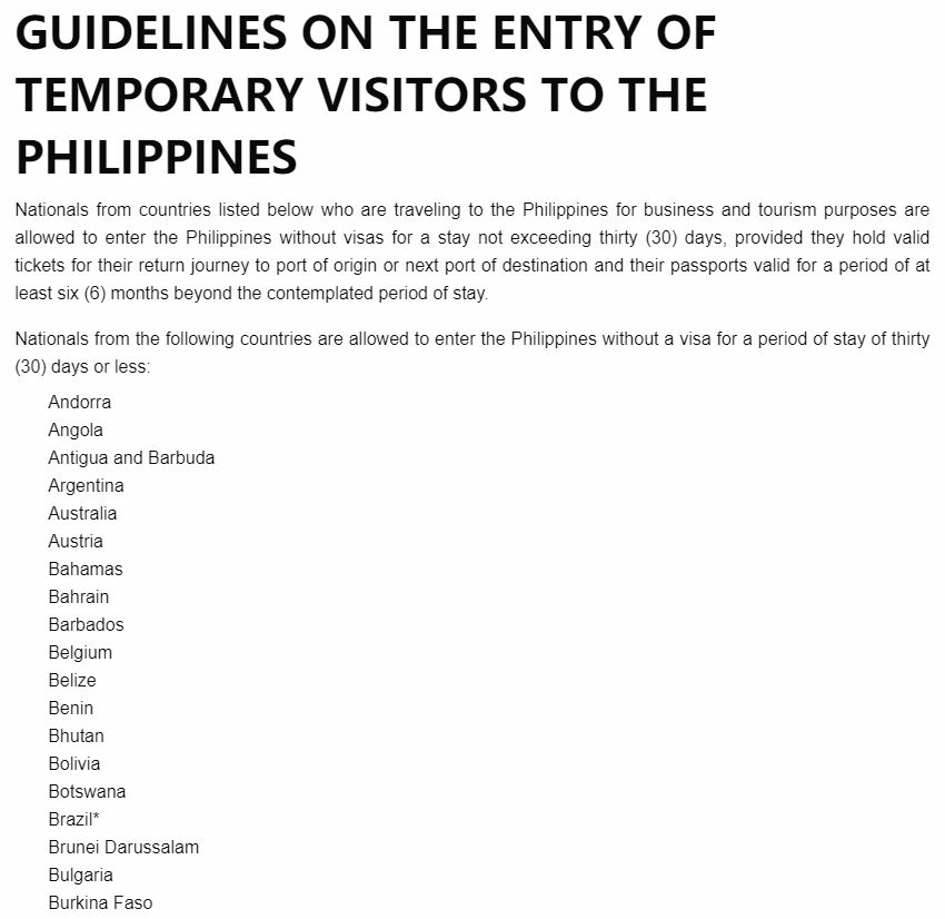 菲律宾政府12月起允许部分外国游客免签入境