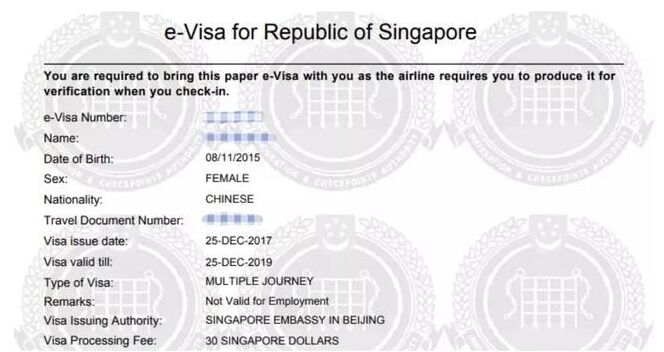 新加坡电子签证需要的材料多吗