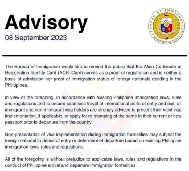 菲律宾移民局：建议持有长期签证持有者更换新护照后把手续更新到新护照上